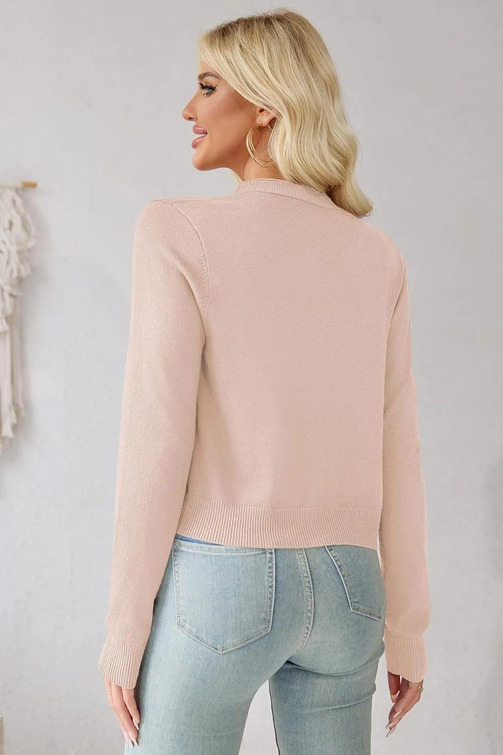 Women's Cropped Cardigan Sweaters Long Sleeve Open Front Bolero Knit Shrugs for Dresses