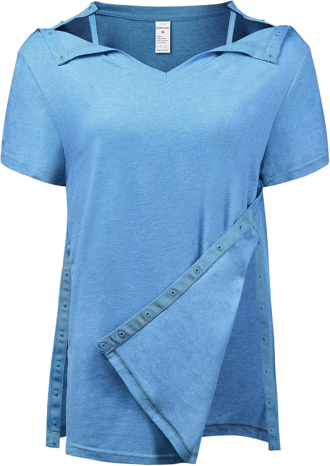 Women's Post Shoulder Surgery Shirts Clothes After Rotator Cuff Surgery Chemo Port Access T Shirt with Snaps