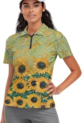YEXIATODO Womens Golf Shirt Short Sleeve Polo Shirts Zip Up Collared UPF 50  Quick Dry Tennis Athletic Tank Tops XS-2XL