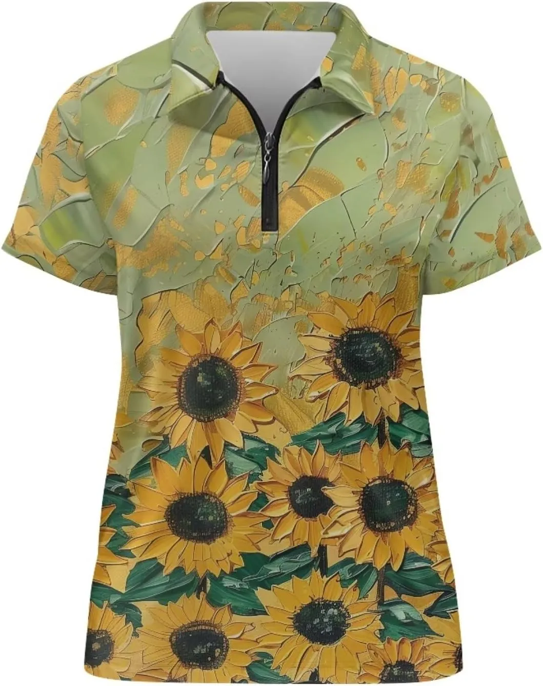 YEXIATODO Womens Golf Shirt Short Sleeve Polo Shirts Zip Up Collared UPF 50  Quick Dry Tennis Athletic Tank Tops XS-2XL