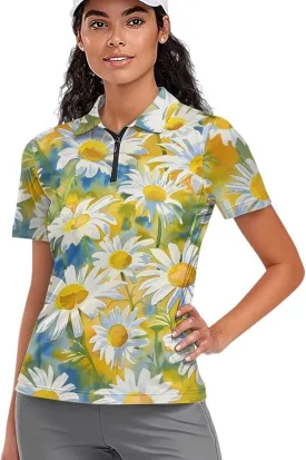 YEXIATODO Womens Golf Shirt Short Sleeve Polo Shirts Zip Up Collared UPF 50  Quick Dry Tennis Athletic Tank Tops XS-2XL
