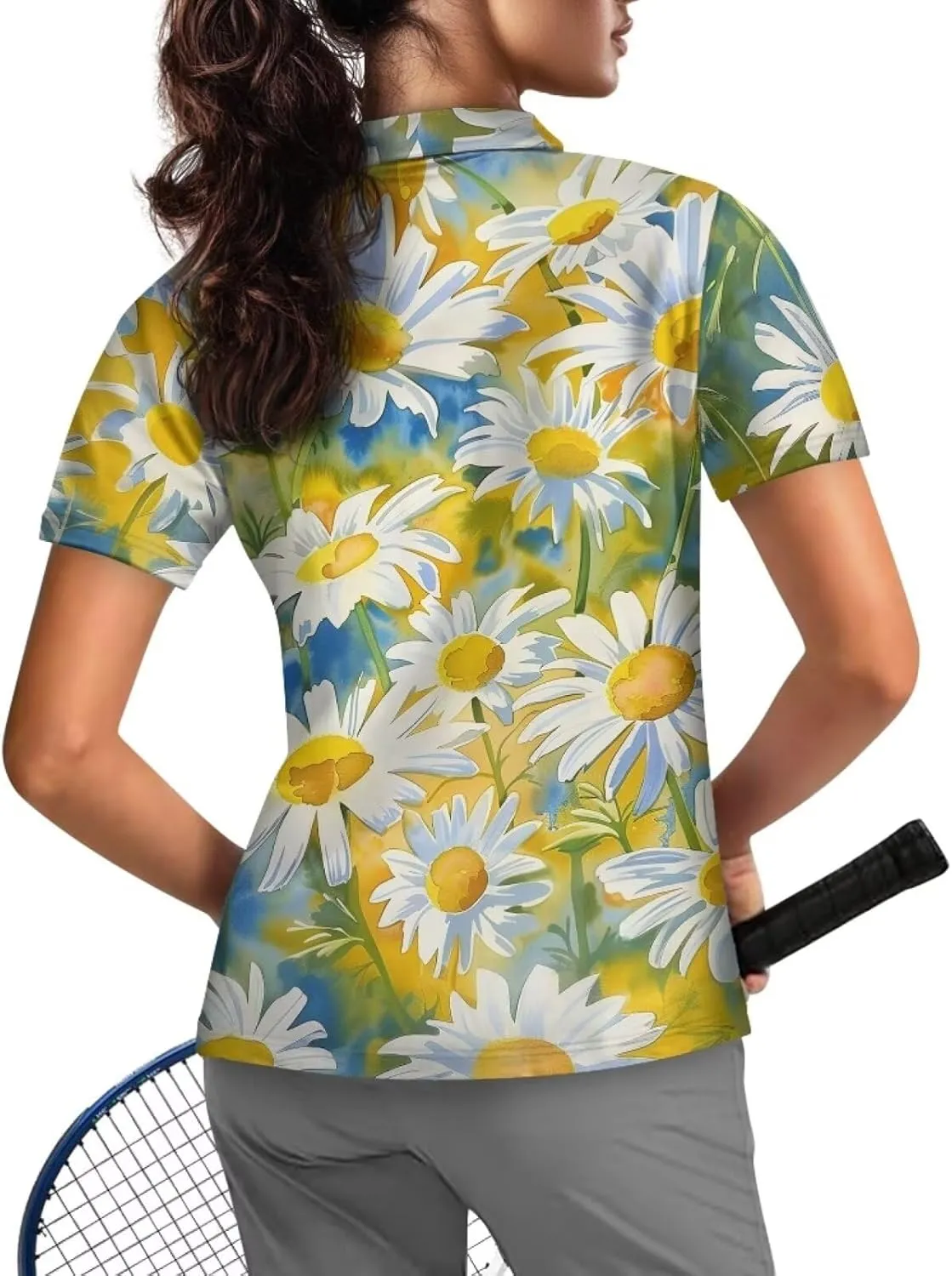 YEXIATODO Womens Golf Shirt Short Sleeve Polo Shirts Zip Up Collared UPF 50  Quick Dry Tennis Athletic Tank Tops XS-2XL